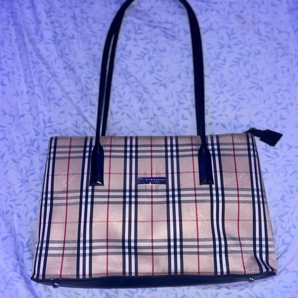 Burberry Cream Plaid Tote - Picture 1 of 6
